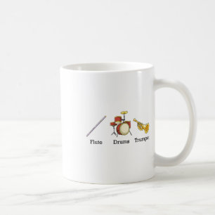 Taza De Café Flauta Tambores Trompeta Nd Instrumentos Sutil Ant