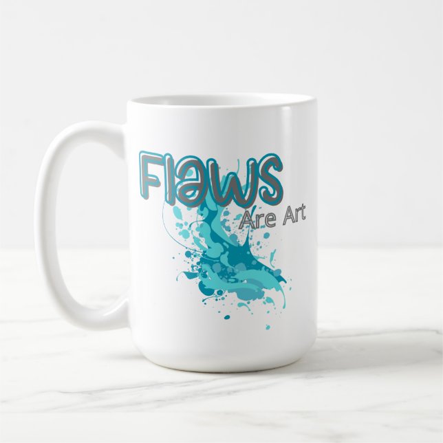 Taza De Café Flaws Are Art – Inspirational Abstract Splash Blue (Izquierda)