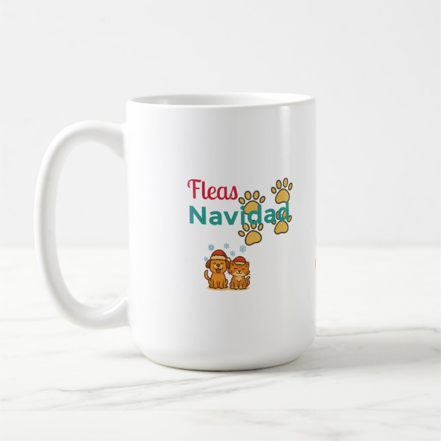 Taza De Café Fleas Navidad Funny Pet Christmas (Izquierda)