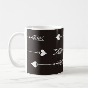 Taza De Café Flechas, corazones, patrón abstracto vintage.