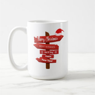 Taza De Café Flechas de madera de Feliz Navidad y Feliz Año Nue