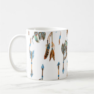 Taza De Café Flechas tribales: ilustracion vintage de acuarela.