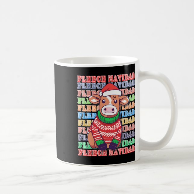 Taza De Café Fleece Feliz Navidad - Cuidada vaca de navidad - g (Derecha)