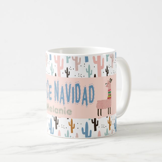 Taza De Café Fleece Navidad Navidades Llamas (Anverso derecho)