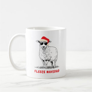 Taza De Café Fleece Navidad Sheep en gafas de sol