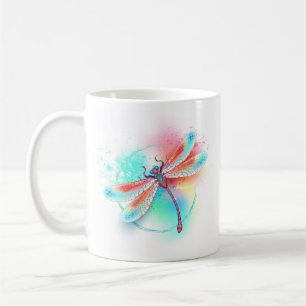 Taza De Café Fléon roja sobre fondo acuarela