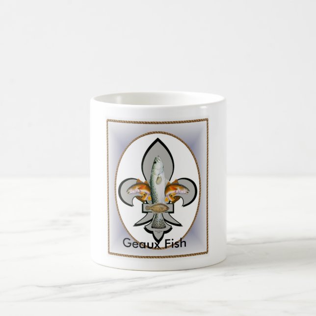 Taza De Café Fleur de Geaux Fish (Centro)