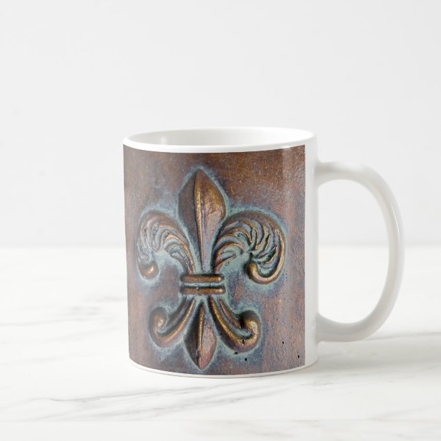 Taza De Café Fleur De Lis, Con Aspecto De Cobre Antiguo Impreso (Derecha)