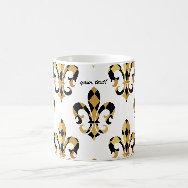 Taza De Café Fleur de Lis/negro/oro/fuentehechaamano (Centro)