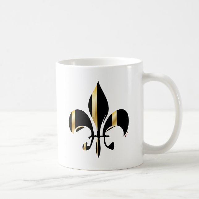 Taza De Café Fleur de Lis negro y oro (Derecha)