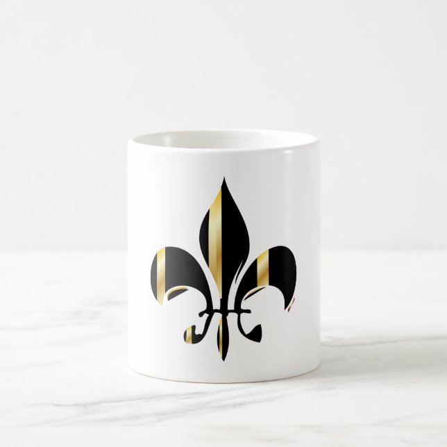 Taza De Café Fleur de Lis negro y oro (Centro)
