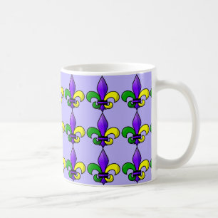 Taza De Café Fleur-de-lis Purple Green Gold