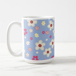 Taza De Café fleurs printanières sur fond bleu