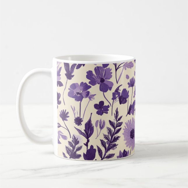 Taza De Café Fleurs sauvages en nuances de violet 💜 (Izquierda)