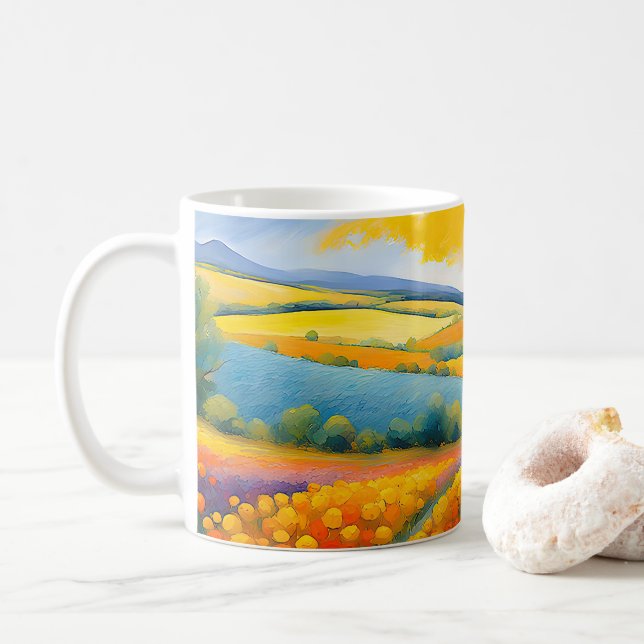 Taza De Café "Fleurs Tranquilles" Amplia Provenza panorámica (Con donut)