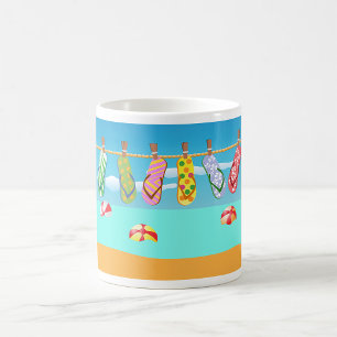 Taza De Café Flip Flops En La Playa