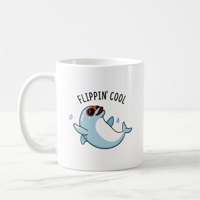 Taza De Café Flippin Guay Funny Dolphin Pun (Izquierda)
