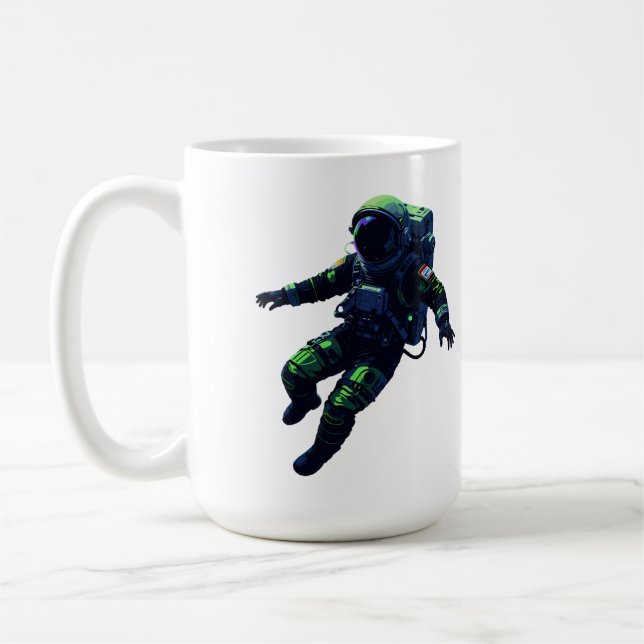 Taza De Café Floating Astronaut in Space Suit Illustration (Izquierda)