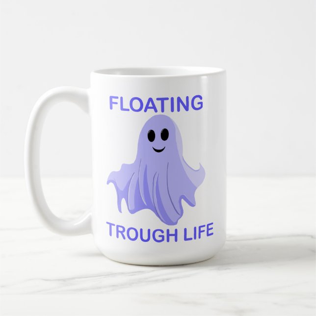 Taza De Café Floating Through Life Cute Ghost (Izquierda)
