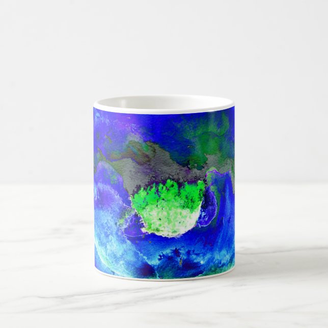 Taza De Café Flor abstracta de adormidera azul (Centro)