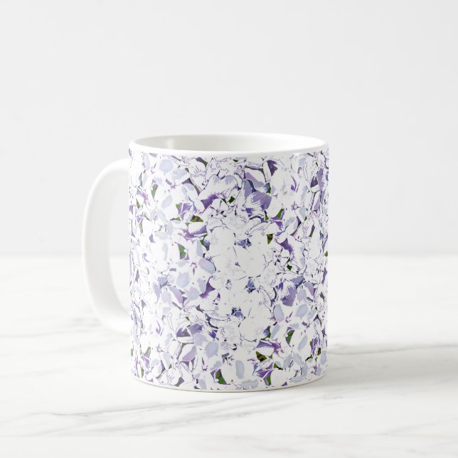 Taza De Café Flor acuarela ramo de hortensias. (Anverso izquierdo)