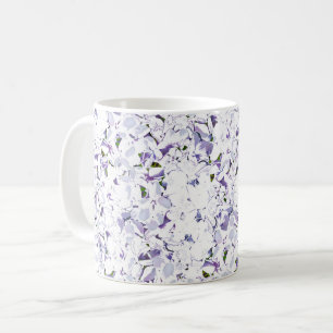 Taza De Café Flor acuarela ramo de hortensias.