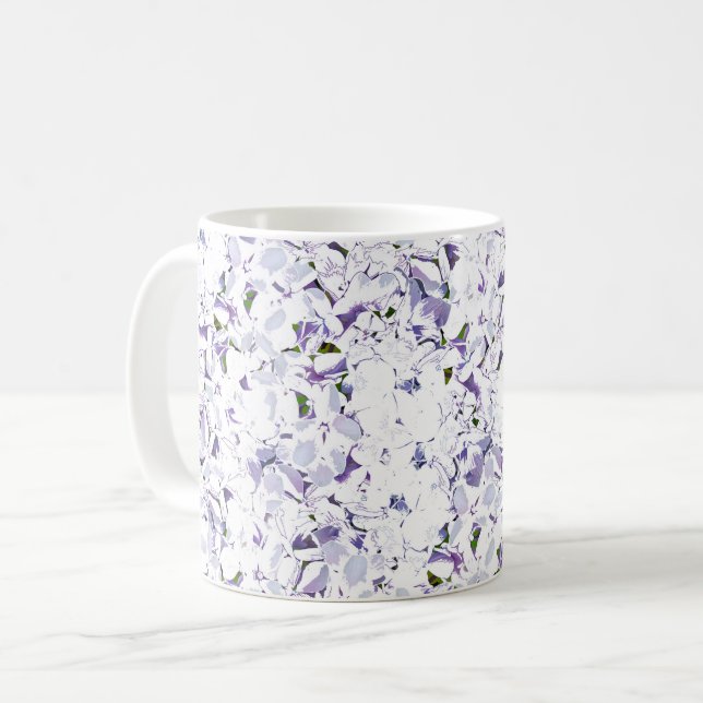 Taza De Café Flor acuarela ramo de hortensias. (Anverso izquierdo)