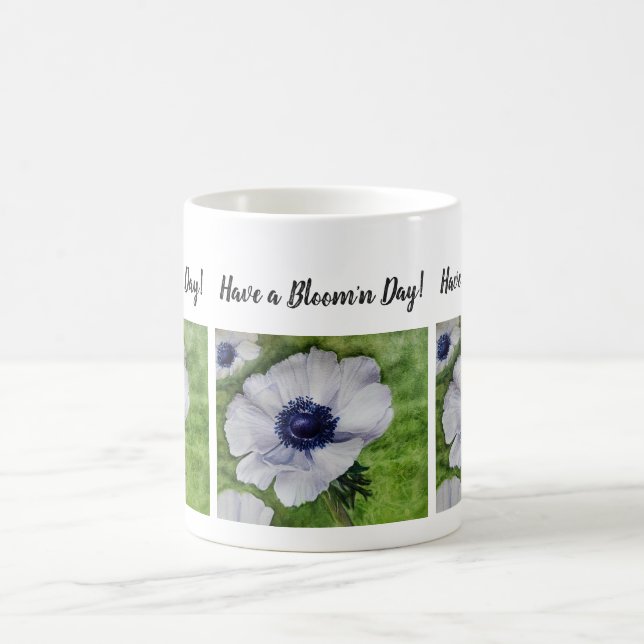 Taza De Café Flor acuática blanca y marina (Centro)