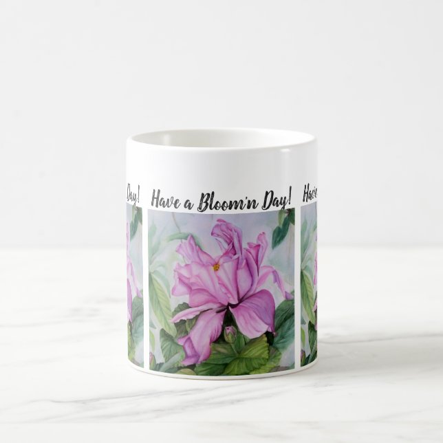 Taza De Café Flor acuática de orquídeas rosa caliente (Centro)