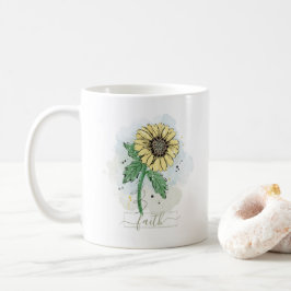 Taza De Café Flor Amarilla Acuarela Fe
