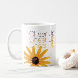 Taza De Café Flor Amarilla Personalizada Saluda Marrón