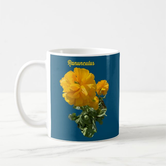 Taza De Café Flor Amarilla Ranunculus  (Izquierda)