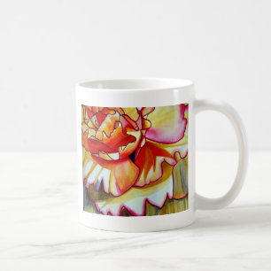 Taza De Café Flor amarillo Begonia acuarela arte original