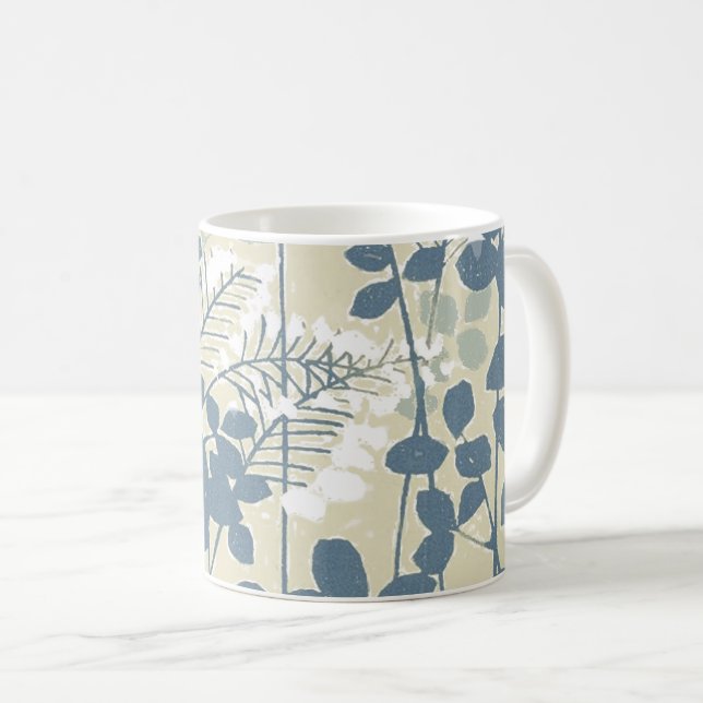 Taza De Café Flor asiática de hoja azul japonesa (Anverso derecho)