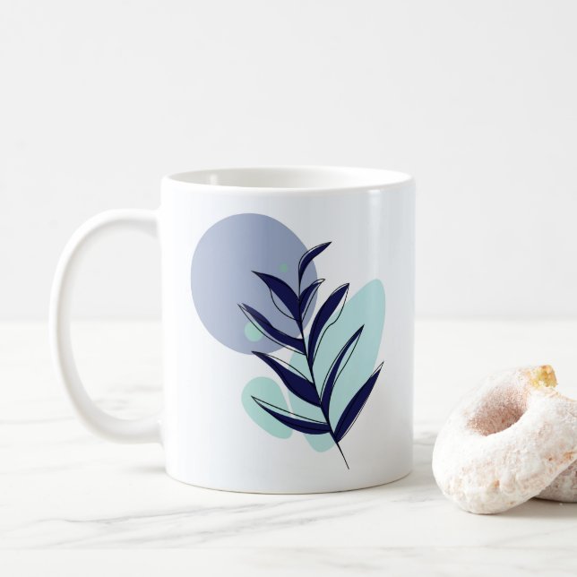 Taza De Café Flor azul Boho (Con donut)