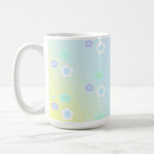 Taza De Café Flor azul floral Gradiente de color
