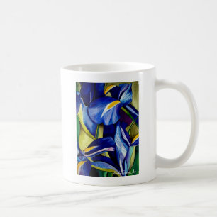 Taza De Café Flor azul Iris pintura acuarela original