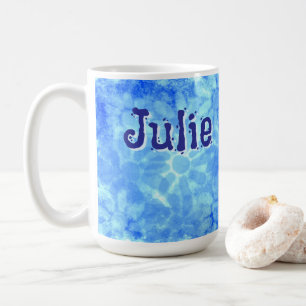 Taza De Café Flor azul variada de flores personalizadas
