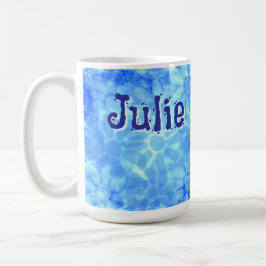 Taza De Café Flor azul variada de flores personalizadas
