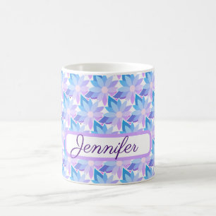Taza De Café Flor azul violeta de bonito