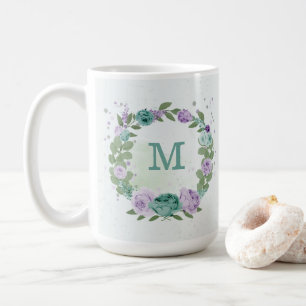 Taza De Café flor azul violeta romántica