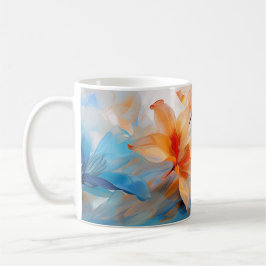 Taza De Café Flor azul y naranja Mug