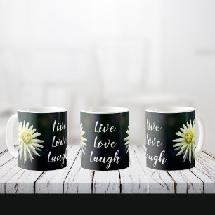 Taza De Café Flor blanca Dahlia Flower Motivation Live Love Lau