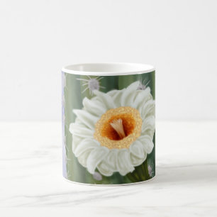 Taza De Café Flor blanca de Saguaro Cactus ilustrada