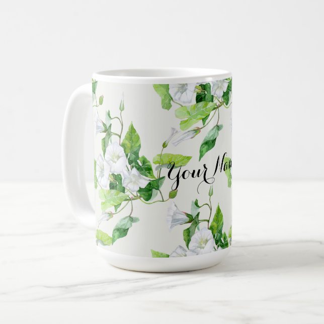 Taza De Café Flor blanca entrelazada (Anverso izquierdo)