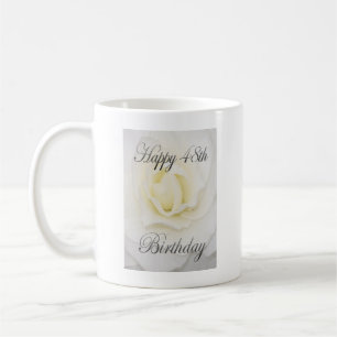 Taza De Café Flor blanca feliz 48 cumpleaños Mug