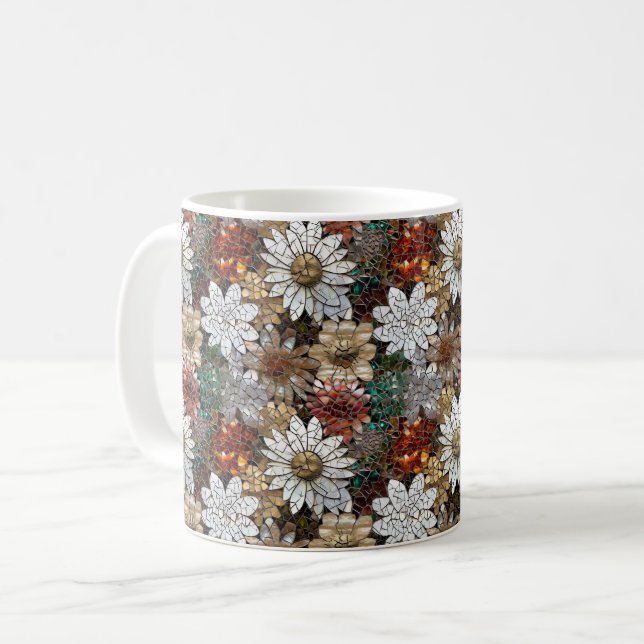 Taza De Café Flor blanca roja dorada (Anverso izquierdo)