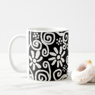 Taza De Café Flor blanca y flor negras Flores Flores giratorias