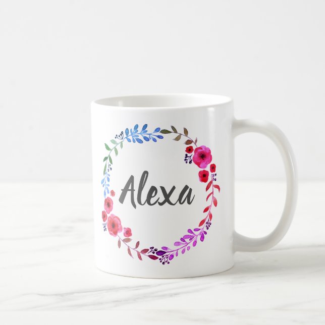 Taza De Café Flor Botánica Brillante Personalizado Personalizad (Derecha)