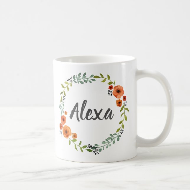 Taza De Café Flor Botánica Personalizado Personalizada (Derecha)